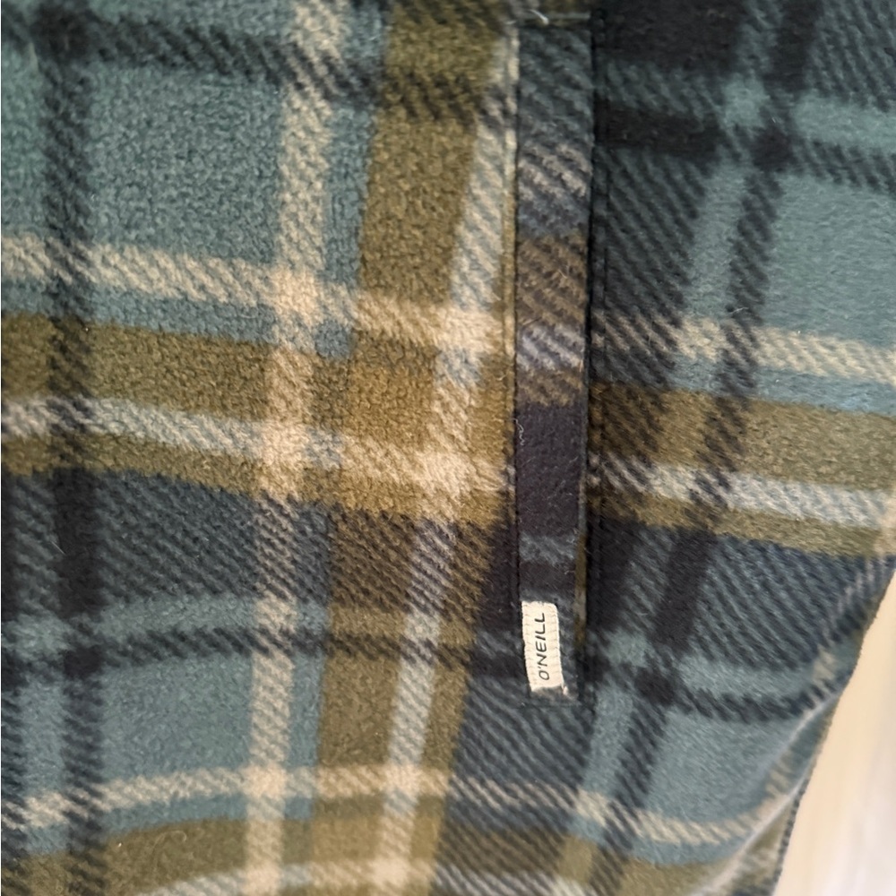 O’Neill Plaid Hooded 1/4 zip fleece in Blue and Green Women’s size XL - Picture 2 of 8